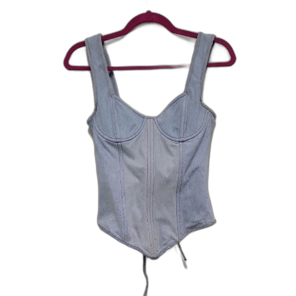 EB Denim Fairygrunge Corset Fitted Tank Top Blue Size S Y2K